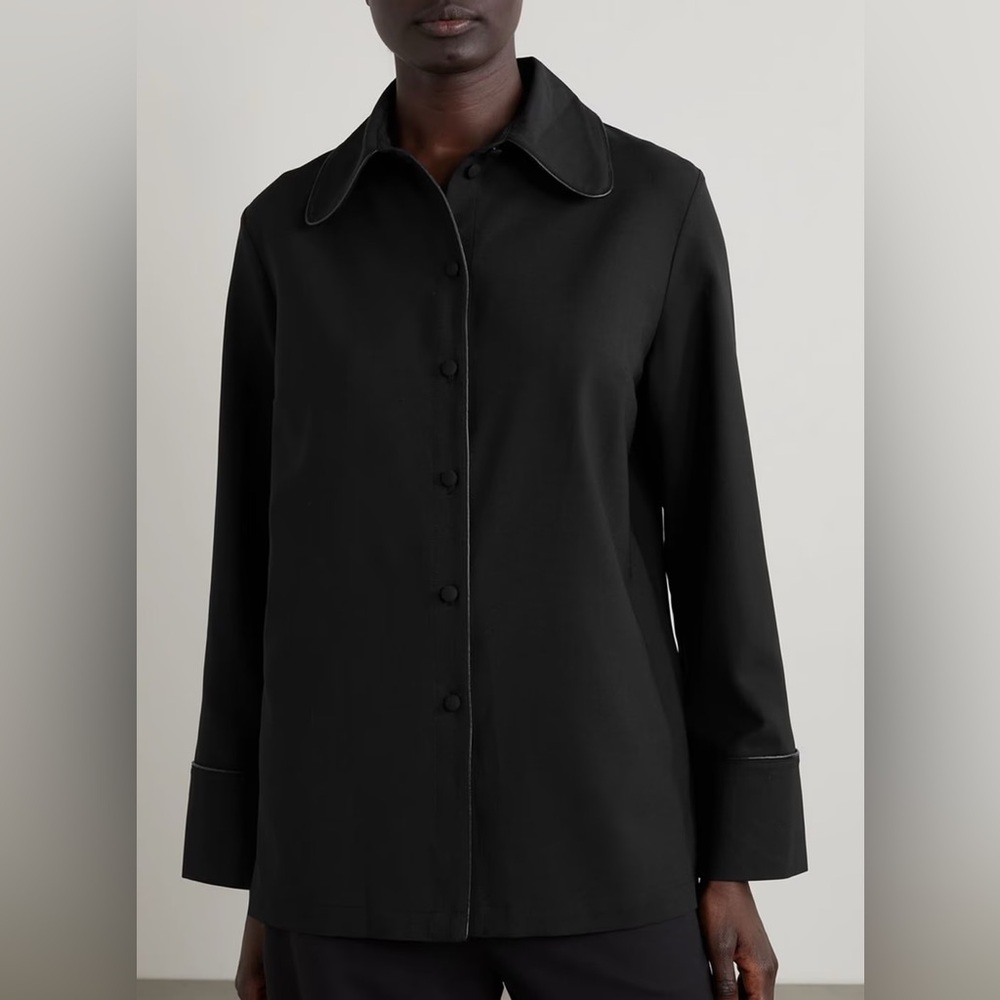 NWT SLEEPER Off The Duty piped crepe pajama shirt - Picture 3 of 8